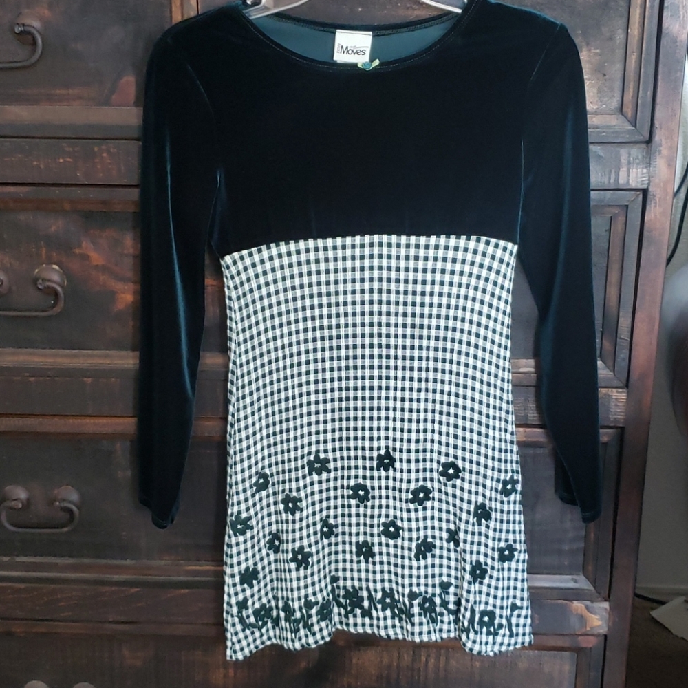 Girls Green Velvet Dress